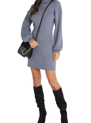 VICI COLLECTION Funnel Neck Ribbed Sweater Dress